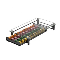 Support de rangement pour capsules en acier au carbone, type sur pied à un niveau, élégant, pour vaisselle, avec style verre et acier