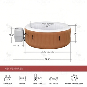 Bán buôn giá rẻ Spa an ninh cao chia mùa xuân lười biếng Bồn tắm bơm hơi dwf bồn tắm trong nhà và ngoài trời di động bồn tắm nước nóng Spa Ống nóng - Product Image 6