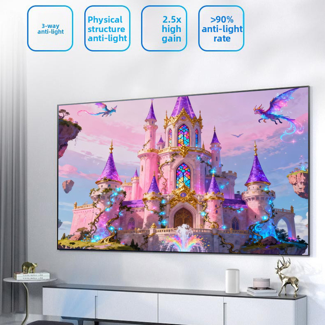 HD ALR Long Throw Projection Screens 120 Inch Fixed Thin Frame Screen UST 8K 3D with Ultra Smooth Surface