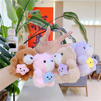 Porte-clés en peluche personnalisé, adorable petit ours câlinant une étoile, 10 cm, rembourrage en coton PP, breloque pour cartable d'enfant, jouet à griffer