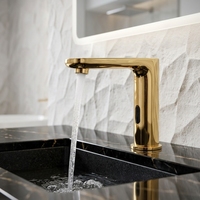 Robinet de lavabo à capteur sans contact monotrou, en acier inoxydable 304, finition or brossé, moderne, pour chambre à coucher, durée de vie 500 000 utilisations, économe en énergie