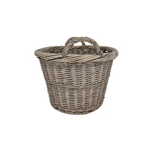 Round Wicker Laundry Basket Rattan Storage Basket Made Handicraft