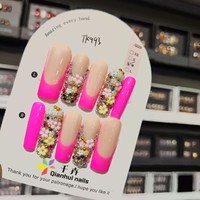 Nouvelle Collection : Faux Ongles Acryliques Extra Longs à Couverture Complète, Faits Main, à Coller (Press-On) avec Colle – Taille XXXL