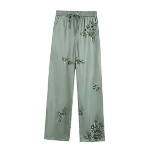 ZATRHMBM 2023 <span class=keywords><strong>pantaloni</strong></span> da donna a vita alta con coulisse Vintage con tasca laterale di nuova moda da donna - Product Image 1