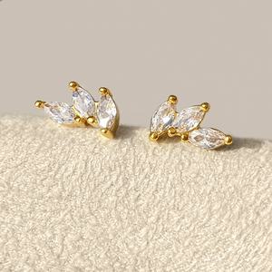 ต่างหูแบบมินิมอลทันสมัยทรงเรขาคณิต ชุบทอง 18K ประดับเพชรซิร์คอน สำหรับผู้หญิง เหมาะสำหรับเป็นของขวัญ - Product Image 2