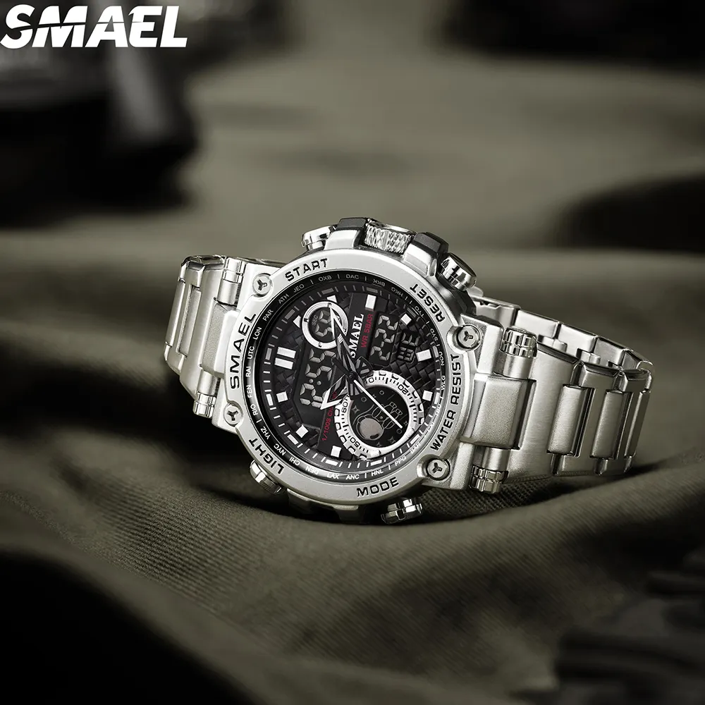 SMAEL 8093SS Herren-Quarzuhr Luxus Edelstahl Geschäfts-Sport-Armbanduhr klassisch Freizeituhr Herrenuhr montre homme