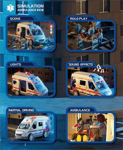 Grande <span class=keywords><strong>ambulance</strong></span> <span class=keywords><strong>jouet</strong></span> à friction pour enfant, ensemble de jeu de rôle de sauvetage d'urgence avec lumières et sons, véhicule en plastique, cadeau pour garçon - Product Image 5