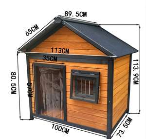 Luxuriöse Holz-Hundehütte für Draußen mit Wasserdichtem Schneefestem Dach für Haus und Garten - Product Image 2