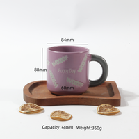 Mug en grès céramique avec couvercle et cuillère - Style classique, sans BPA, compatible micro-ondes et lave-vaisselle, pour lait, café et thé