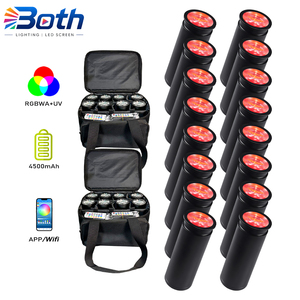 16pcs with 2 bags RGBWA UV LED Cannon <b>Light</b> 15W Battery Powered Mini <b>Wireless</b> DJ Wedding Event <b>Light</b> - Product Image 1