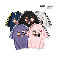 T-shirt à manches courtes imprimé Labubu de haute qualité 300gsm 100% coton pour hommes et femmes