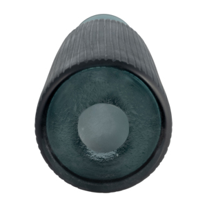 Vaso in vetro scanalato con coperchio, finitura blu intenso, vaso decorativo per fiori, per soggiorno, elemento scultoreo per la casa - Product Image 5