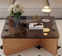 Table basse moderne minimaliste carrée en verre trempé résistant aux rayures, petite taille, style italien, pour salon