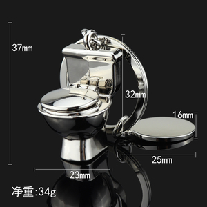 Mới lạ đính tùy chỉnh nước Closet keyrings mạ vàng bạc 3D mini Kim Loại nhà vệ sinh <span class=keywords><strong>Keychain</strong></span> với logo - Product Image 3