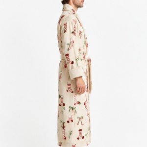 Peignoir en flanelle pour <span class=keywords><strong>homme</strong></span> avec impression personnalisée par sublimation, doux et chaud, en polaire pelucheuse pour l'hiver, avec poche, peignoir thermique pour <span class=keywords><strong>homme</strong></span>, peignoirs de Noël pour la maison - Product Image 2