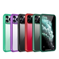 Étui de protection d'écran antichoc double face deux en un verre trempé pour iPhone 11 12 13
