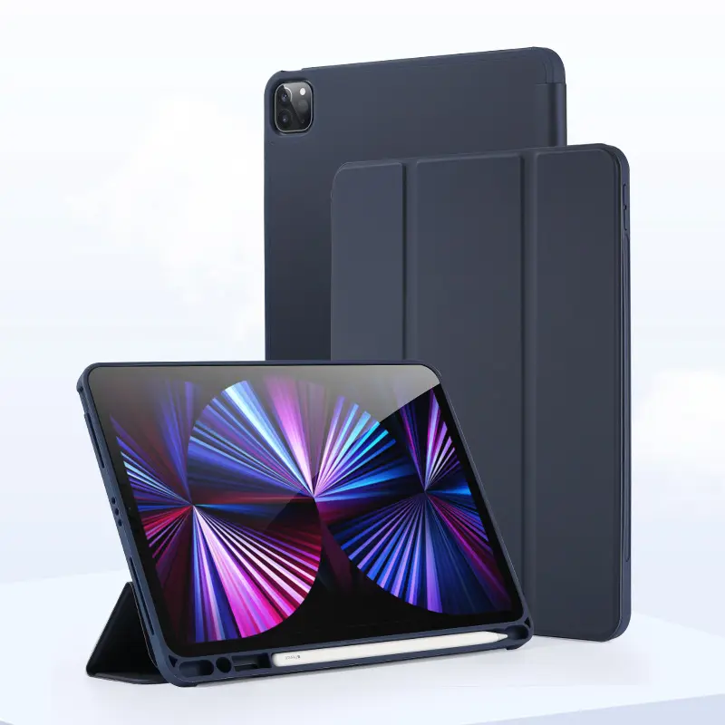 Slim Dreifach-Tablet-Schutzhülle für iPad Pro 12,9 Zoll 11 Zoll automatischer Schlaf-Weckschutz weiches Leder-PU-Gehäuse für iPad Mini 6 10.