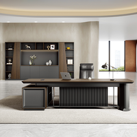 Escritorio de Oficina Ejecutivo Ergonómico, Convertible, Moderno y Minimalista, Color Negro, Combinación para Gerente/Director, Directo de Fábrica