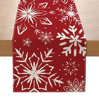 Nouvelle Collection : Chemin de Table Réutilisable et Personnalisable en Tissu Lin Imprimé Arbre de Noël à Carreaux Rouges et Noirs pour Décoration de Fêtes à Domicile