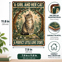 Décoration murale personnalisée pour chat, style Art Déco, affiche métallique suspendue, thème animal, 12x8 pouces, plaques en étain