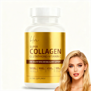 Tabletas de péptidos de colágeno para iluminar la piel de adultos, antioxidantes de vitamina C, L-glutatión, colágeno marino para iluminar la hidratación - Product Image 2