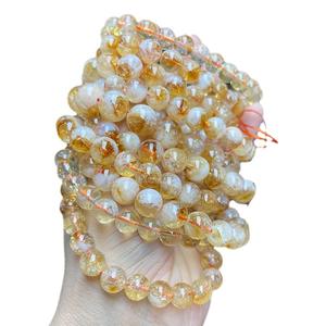 8MM Naturel Lisse Perle Brésilienne Citrine <span class=keywords><strong>Bracelet</strong></span> Élastique Stretch Bracelets pour Femme <span class=keywords><strong>Homme</strong></span> Bijoux - Product Image 4