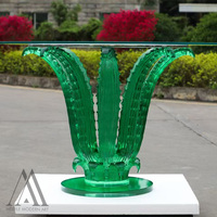 Base de table basse en verre en forme de plante d'aloe vera en résine transparente, design moderne et créatif, mobilier d'art, décoration de luxe pour salon
