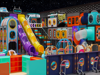 Aire de jeux intérieure avec toboggan en spirale et structures de jeu multi-niveaux |   Équipements de divertissement commerciaux pour enfants