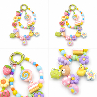 DIY Aangepaste Schattige Cartoon Fruit Snoep Acryl Kraal Telefoonketting Polsbandje 2-in-1 Sleutelhanger Tas Charm voor Meisjes