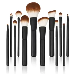 2024 Loose Powder Low Moq Foundation Contour New Arrival 12 Piece Black Full Vegan Professional Makeup Brush Set High Quality