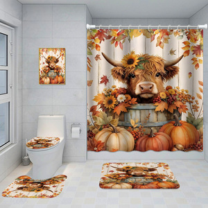 Rideau de Douche en Polyester Motif Citrouille et Fantôme d'Halloween, Rideau de Salle de Bain Imperméable, Anti-Moisissure, Séchage Rapide pour Douche Domestique OEM ODM - Product Image 5