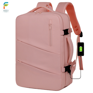 Custom Logo Lightweight Leather Laptop <b>Backpack</b> USB Charging Port Multipurpose Waterproof Business Bag for Men Women Polyester - Product Image 1