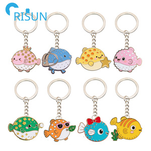 Nhà Máy Kawaii blowfish men Keychain llavero biểu tượng tùy chỉnh Brook cá hồi động vật Cá Nóc Cá Câu Cá móc khóa Keyring Key - Product Image 1