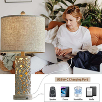 Lampe de bureau en métal style américain, cadeau d'anniversaire, lampe de chevet pour chambre à coucher, design ajouré, ambiance lumineuse, USB tactile, pour l'export.