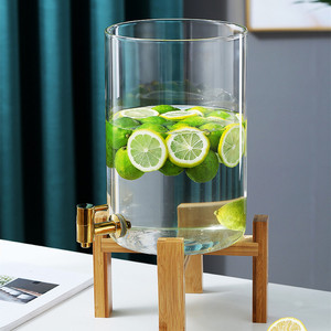 Grand distributeur de boissons en verre pour buffet sans plomb avec support en bois et bambou et <span class=keywords><strong>robinet</strong></span> en acier inoxydable - Product Image 2