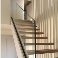 Rampe d'escalier en verre sans cadre en aluminium pour villa moderne personnalisée avec installation DIY