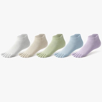 Chaussettes de yoga et de fitness pour femmes à cinq doigts, respirantes, absorbant la transpiration, déodorantes, antidérapantes, en tricot ras du cou, pour l'été