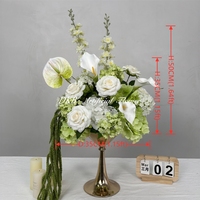 DKB Promotion Spéciale Bouquet de Fleurs Artificielles Mini 35cm Thème Blanc et Vert pour Centre de Table Décoratif