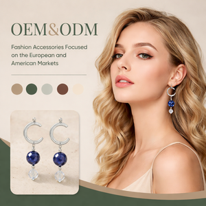 Pendientes de aro abiertos plateados personalizados al por mayor con cuentas de imitación de vidrio, joyería vintage hipoalergénica para mujer - Product Image 1