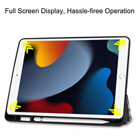 Étui de protection pour tablette avec support en cuir TPU+PU souple avec porte-stylo pour iPad 10.2 7e génération 2019/8e génération 2020/9e génération 2021