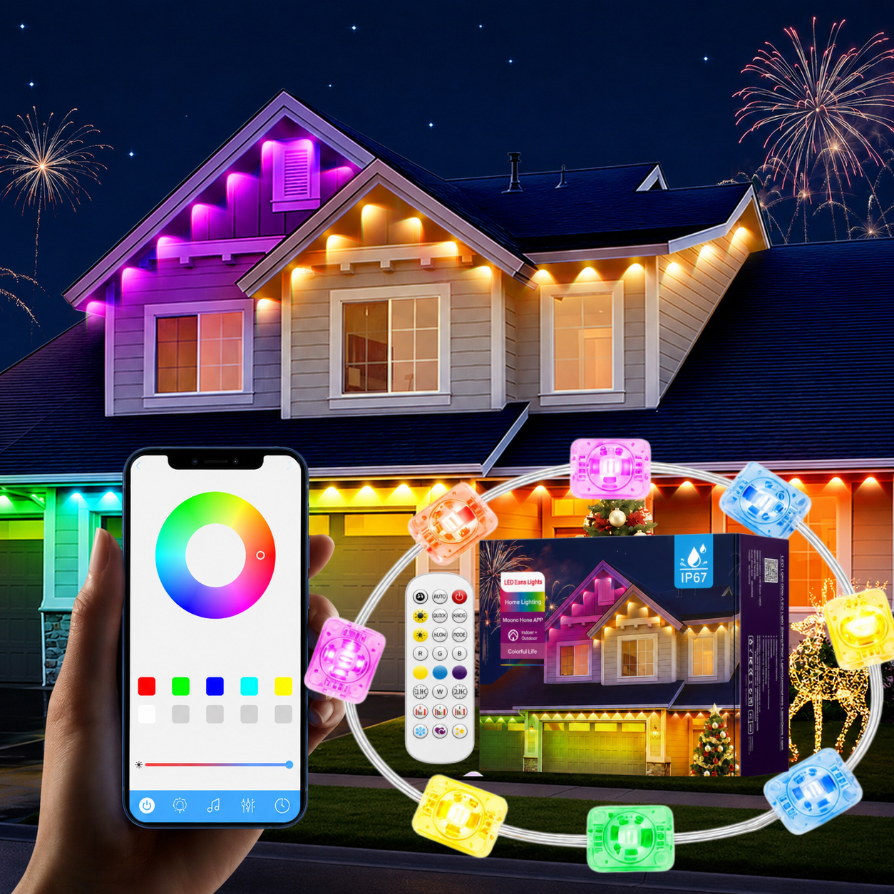 Ip67 Waterproof Rgbw Led String Lights Smart App Control Christmas Holiday Decor for Outdoor Garden Yard Pathway Lighting