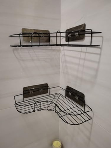 Metal Corner Adhesive <b>Shower</b> Caddy Rustproof Carbon Steel Bathroom Organizer <b>Shower</b> <b>Shelves</b> Multifunctional No Drilling Rack - Product Image 2