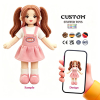 Boneka Plushie Gadis Berrok Pendek Pink dengan Kuncir Ganda, Penjualan Langsung Pabrik, Boneka Custom Tersedia Sesuai Permintaan, Mainan Plushie Custom
