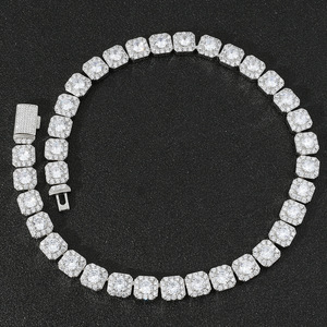Cadena de tenis de Plata de Ley 925 estilo Hip Hop 13MM VVS Moissanite diamante elegante collar de plata de ley 925 - Product Image 1