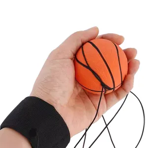 वयस्कों और बच्चों के लिए उंगली व्यायाम प्रशिक्षण चपलता के लिए कलाई का पट्टा और स्ट्रिंग के साथ रबर बाउंसी बॉल्स