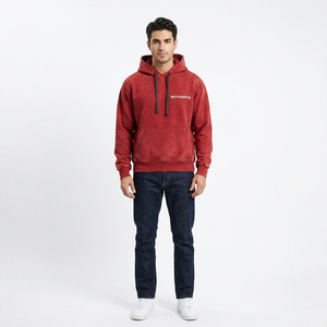 2026 Trend Vintage Red Acid Wash <b>Hoodie</b> Women Custom Logo Oversized Heavyweight Cotton Fleece Pullover Streetwear Sweatshirt - Product Image 2