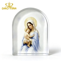 Plaque en cristal Vierge Marie, icône religieuse catholique Madonna et Enfant imprimée UV, souvenir religieux chrétien, cadeau de baptême et de communion