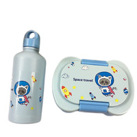 Ensemble boîte à lunch et gourde en plastique KD-52 à un étage, motif dessin animé mignon pour enfants, compatible micro-ondes, pour étudiants, directement de l'usine