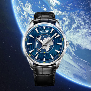 Reloj Mecánico Automático MIGE para Hombre, Caja de Acero Inoxidable, Correa de Cuero, Cristal de Zafiro, Esfera Redonda de 42 mm, Lujoso y Moderno - Product Image 1