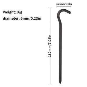 Piquets de tente demi-circulaires en alliage d'aluminium en forme de point d'interrogation, 18 cm, avec poignée en D, toutes saisons, accessoire de camping extérieur, piquet de jardin, <span class=keywords><strong>noir</strong></span> - Product Image 2